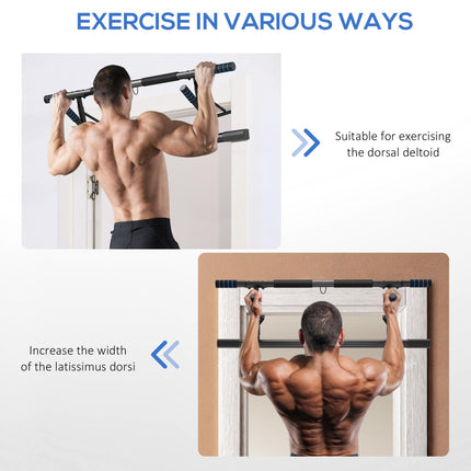 Pull-Up Bar Doorway with Resistance Bands and Padded Handles - Blue