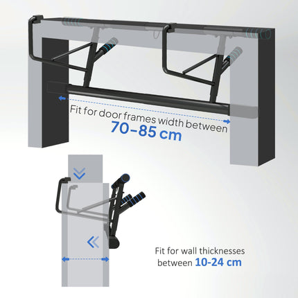 Pull-Up Bar Doorway with Resistance Bands and Padded Handles - Blue