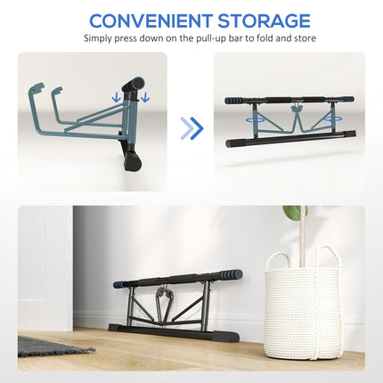 Pull-Up Bar Doorway with Resistance Bands and Padded Handles - Blue