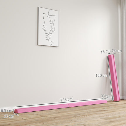 7.7ft Folding Gymnastics Beam, Floor Balance Beam for Kids with Anti-Slip Base, Gymnastics Equipment for Home, Pink