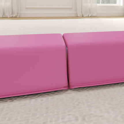 7.7ft Folding Gymnastics Beam, Floor Balance Beam for Kids with Anti-Slip Base, Gymnastics Equipment for Home, Pink