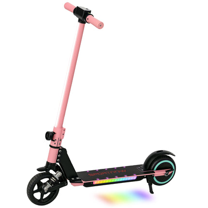 Folding Electric Scooter for Kids 6-14 with Dual Brakes, Suspension, LED Lights & Display, 6.8kg Aluminium, 14 KM/H - Pink