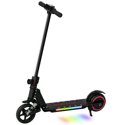 Folding Electric Scooter for Kids 6-14 with Dual Brakes, Front Suspension, LED Lights & Display, 6.8kg Aluminium, 14km/h - Black