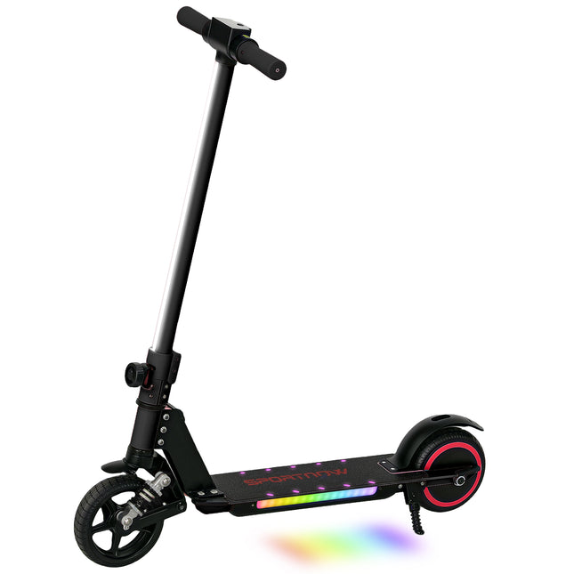 Folding Electric Scooter for Kids 6-14 with Dual Brakes, Front Suspension, LED Lights & Display, 6.8kg Aluminium, 14km/h - Black