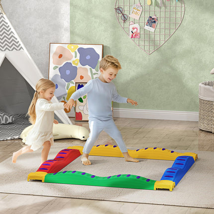 12PC Kids Balance Beam Stepping Stones with Non-Slip Pads - Multicoloured