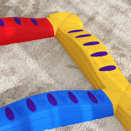 12PC Kids Balance Beam Stepping Stones with Non-Slip Pads - Multicoloured