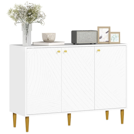 Elegant Two-Cupboard Sideboard with Adjustable Shelves - White/Gold-Tone