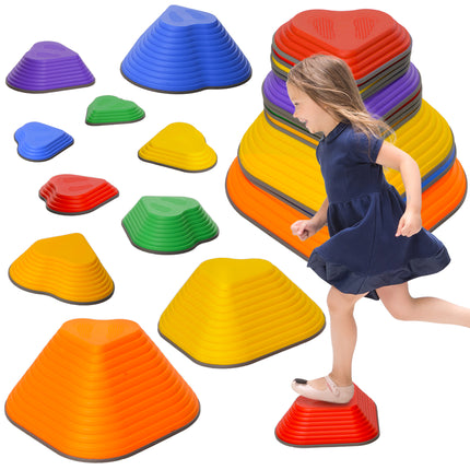 11PC Heart-Shaped Kids Stepping Stones for Balance & Motor Skills - Multicoloured