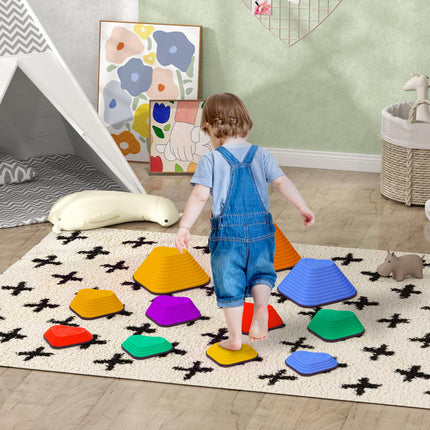 11PC Heart-Shaped Kids Stepping Stones for Balance & Motor Skills - Multicoloured