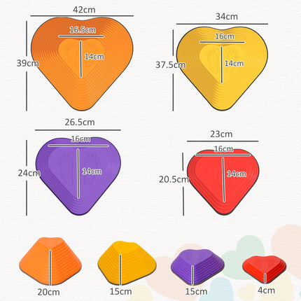 11PC Heart-Shaped Kids Stepping Stones for Balance & Motor Skills - Multicoloured