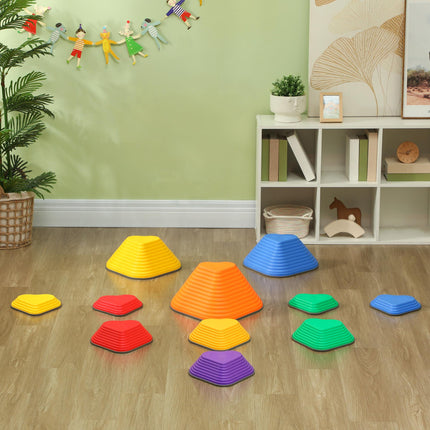 11PC Heart-Shaped Kids Stepping Stones for Balance & Motor Skills - Multicoloured