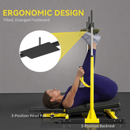 Vertical Leg Press Machine with Adjustable Leg, Back and Head Positions, 1" Standard Plate Compatible, Yellow