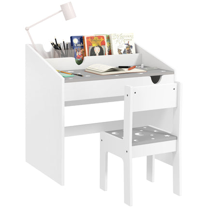 Children Study Table and Chair, Kids Desk and Chair Set with Storage, Pull-Out Desk And Chair Set With Storage Pull Out D