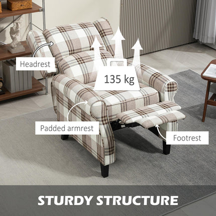 160° Reclining Armchair with Footrest - Brown
