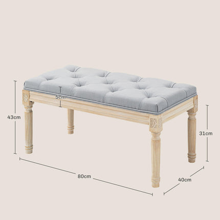 Vintage Wooden Bed End Bench - Light Grey