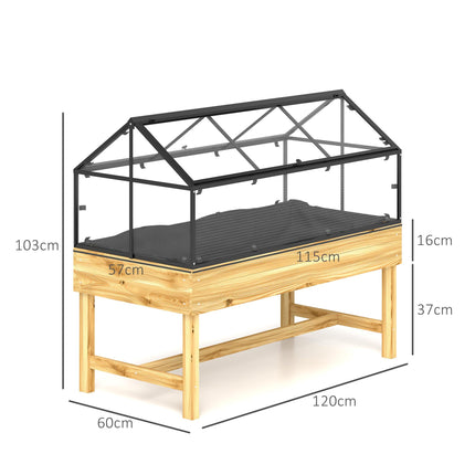 60 x 120cm Raised Garden Bed with Cover and Wooden Base - Natural