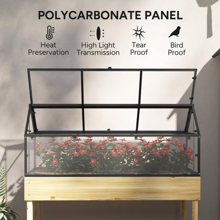 60 x 120cm Raised Garden Bed with Cover and Wooden Base - Natural