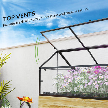 60 x 120cm Raised Garden Bed with Cover and Wooden Base - Natural