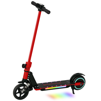 Folding Electric Scooter for Kids 6-14 with Dual Brakes, Front Suspension, LED Lights & Display - Red