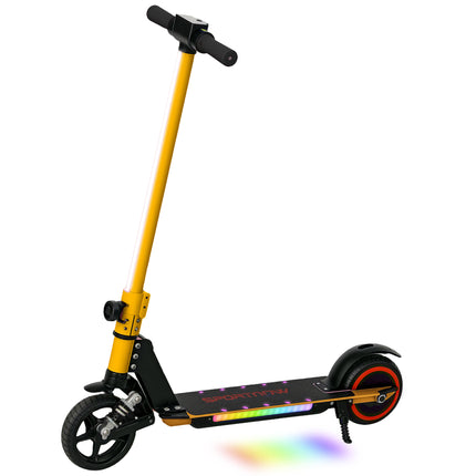 Folding Electric Scooter for Kids 6-14 with Dual Brakes, Front Suspension, LED Lights & Display - Gold Tone