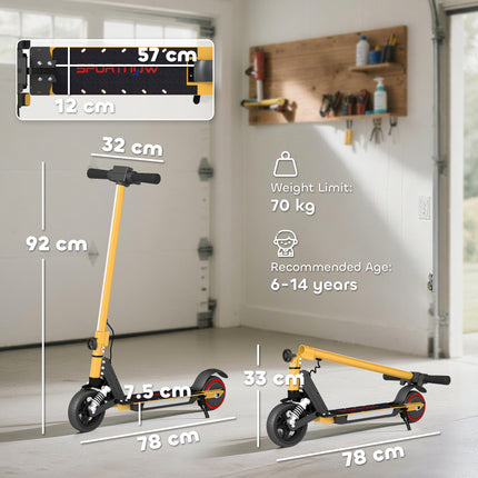 Folding Electric Scooter for Kids 6-14 with Dual Brakes, Front Suspension, LED Lights & Display - Gold Tone