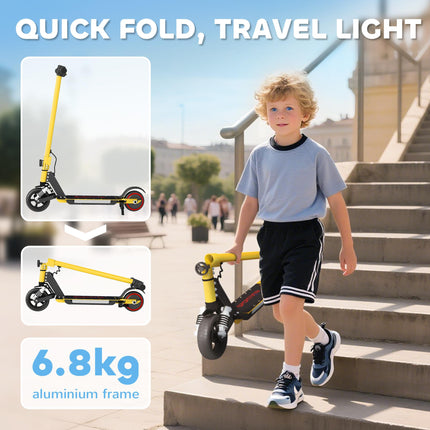 Folding Electric Scooter for Kids 6-14 with Dual Brakes, Front Suspension, LED Lights & Display - Gold Tone