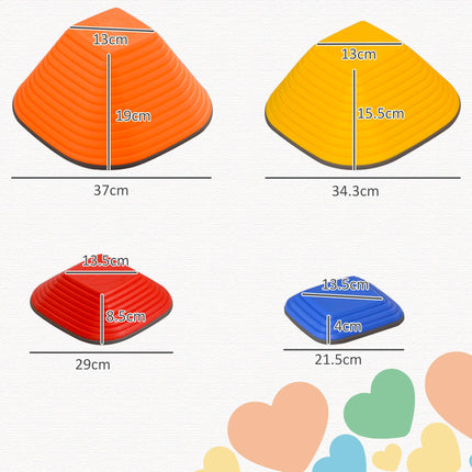 Balance Stepping Stones 11PC Non-Slip Stackable Obstacle Course for Kids - Multi-Coloured