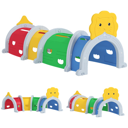 Kids Play Tunnel for Ages 3-6 with Lion Design, Indoor & Outdoor - Multicolour