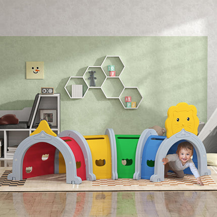 Kids Play Tunnel for Ages 3-6 with Lion Design, Indoor & Outdoor - Multicolour