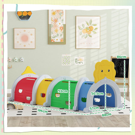 Kids Play Tunnel for Ages 3-6 with Lion Design, Indoor & Outdoor - Multicolour