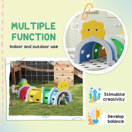 Kids Play Tunnel for Ages 3-6 with Lion Design, Indoor & Outdoor - Multicolour