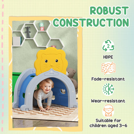 Kids Play Tunnel for Ages 3-6 with Lion Design, Indoor & Outdoor - Multicolour