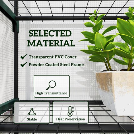 193cm Five Shelf Mini Greenhouse with PE Cover - White