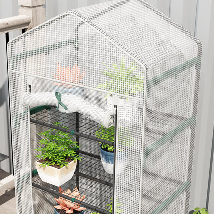 193cm Five Shelf Mini Greenhouse with PE Cover - White
