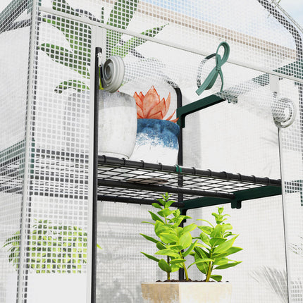 193cm Five Shelf Mini Greenhouse with PE Cover - White