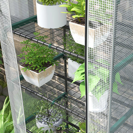 193cm Five Shelf Mini Greenhouse with PE Cover - White