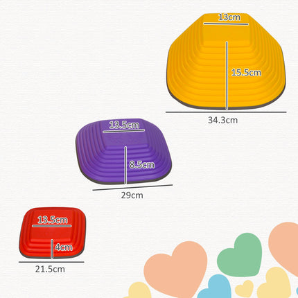 Balance Stepping Stones 6PC Set for Kids Non-Slip Stackable Obstacle Course - Multi-Coloured