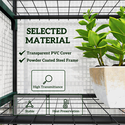 193cm Five Shelf Mini Greenhouse With PE Cover - White