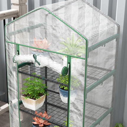 193cm Five Shelf Mini Greenhouse With PE Cover - White