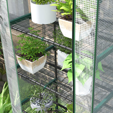 193cm Five Shelf Mini Greenhouse With PE Cover - White