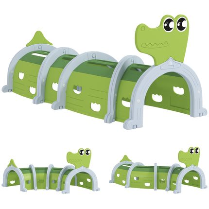 Crocodile Design Kids Play Tunnel for Ages 3-6 Crawl and Climb - Green