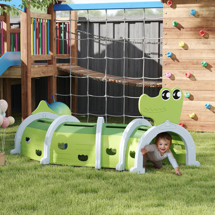 Crocodile Design Kids Play Tunnel for Ages 3-6 Crawl and Climb - Green