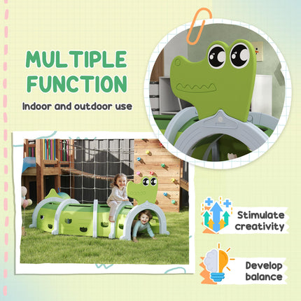 Crocodile Design Kids Play Tunnel for Ages 3-6 Crawl and Climb - Green