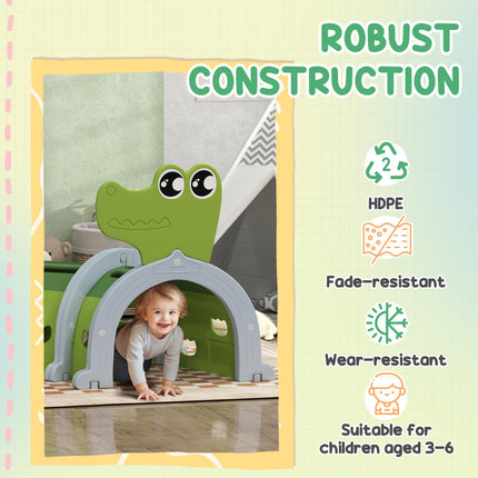 Crocodile Design Kids Play Tunnel for Ages 3-6 Crawl and Climb - Green