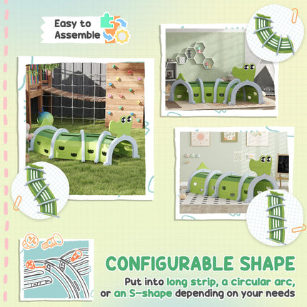 Crocodile Design Kids Play Tunnel for Ages 3-6 Crawl and Climb - Green