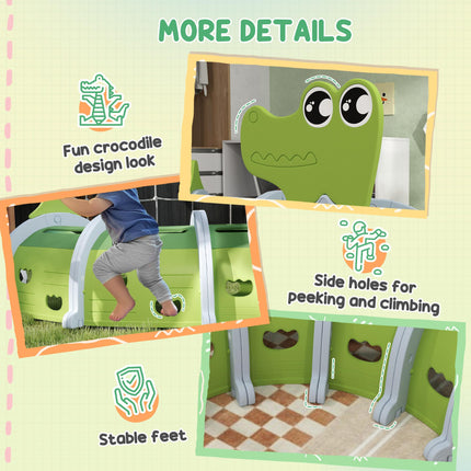 Crocodile Design Kids Play Tunnel for Ages 3-6 Crawl and Climb - Green