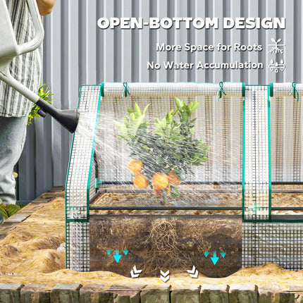 Metal Raised Garden Bed with Greenhouse Cover 185x95x92cm - White and Dark Grey