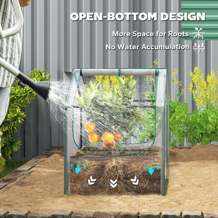 61 x 61cm Garden Planter Bed with Mini Greenhouse Cover - Green