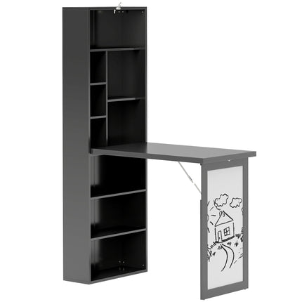 Three-Part Work Desk with Storage and Writing Board - Black