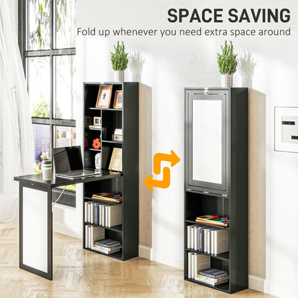 Three-Part Work Desk with Storage and Writing Board - Black